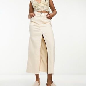 ***NWT*** ASOS Pull&Bear denim midi skirt in ecru